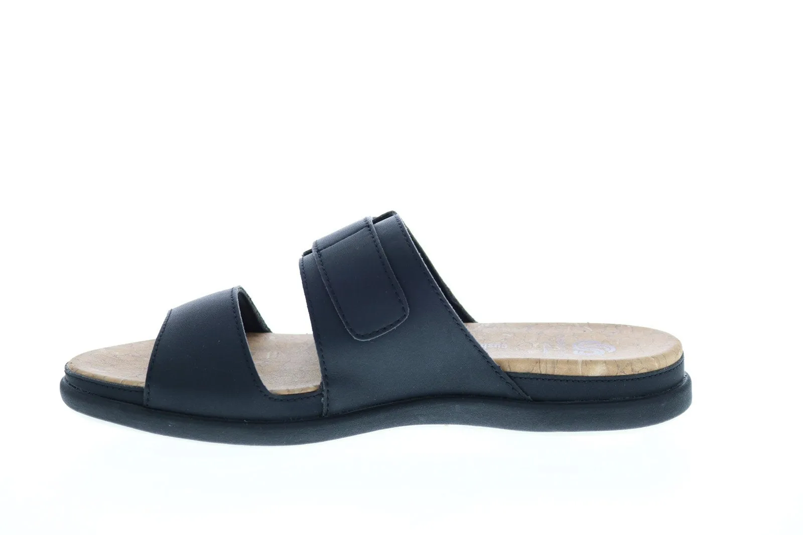 Clarks Step June Tide Womens Black Synthetic Hook and Loop Slides Sandals Shoes