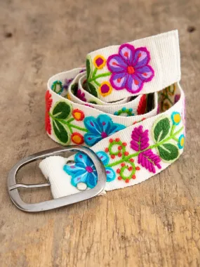 Cream Embroidered Belt