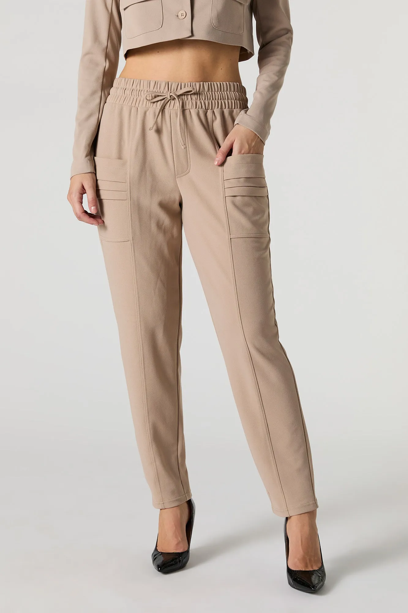 Cropped crepe dress pants with drawstring - The result should be focused on optimization for search engines.