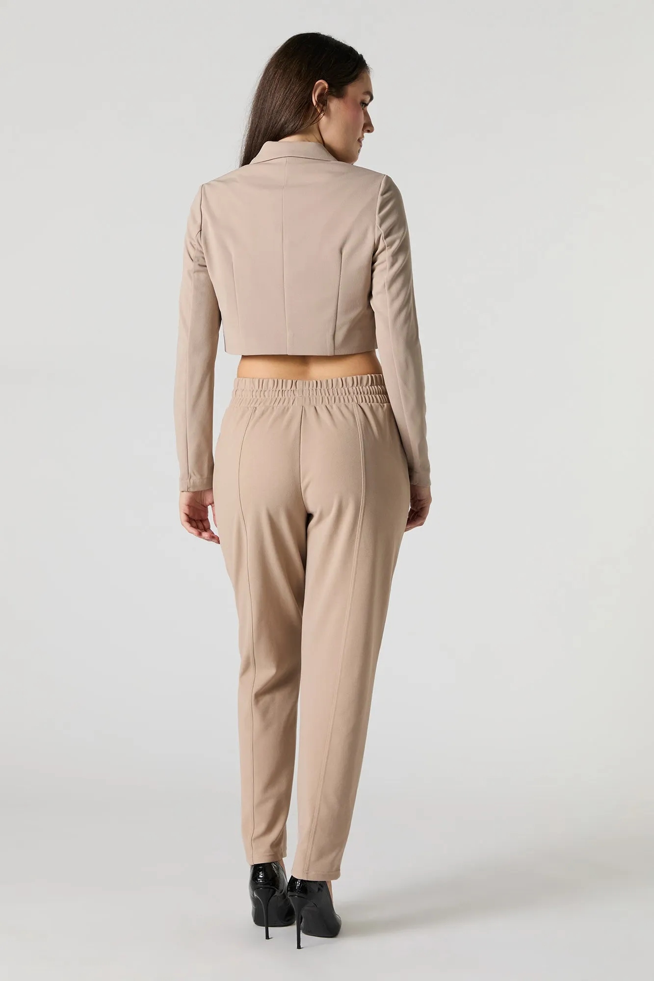 Cropped crepe dress pants with drawstring - The result should be focused on optimization for search engines.