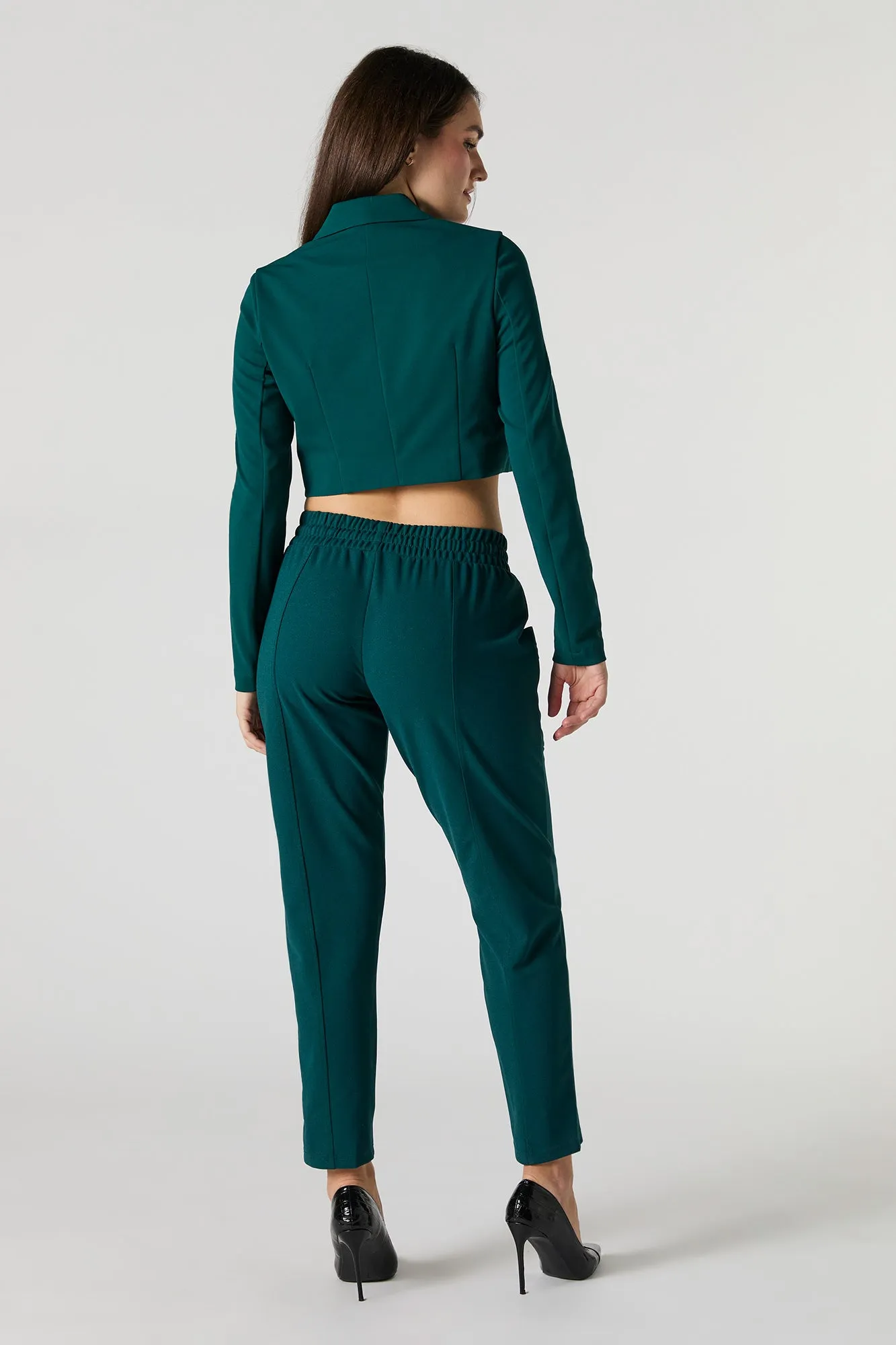 Cropped crepe dress pants with drawstring - The result should be focused on optimization for search engines.