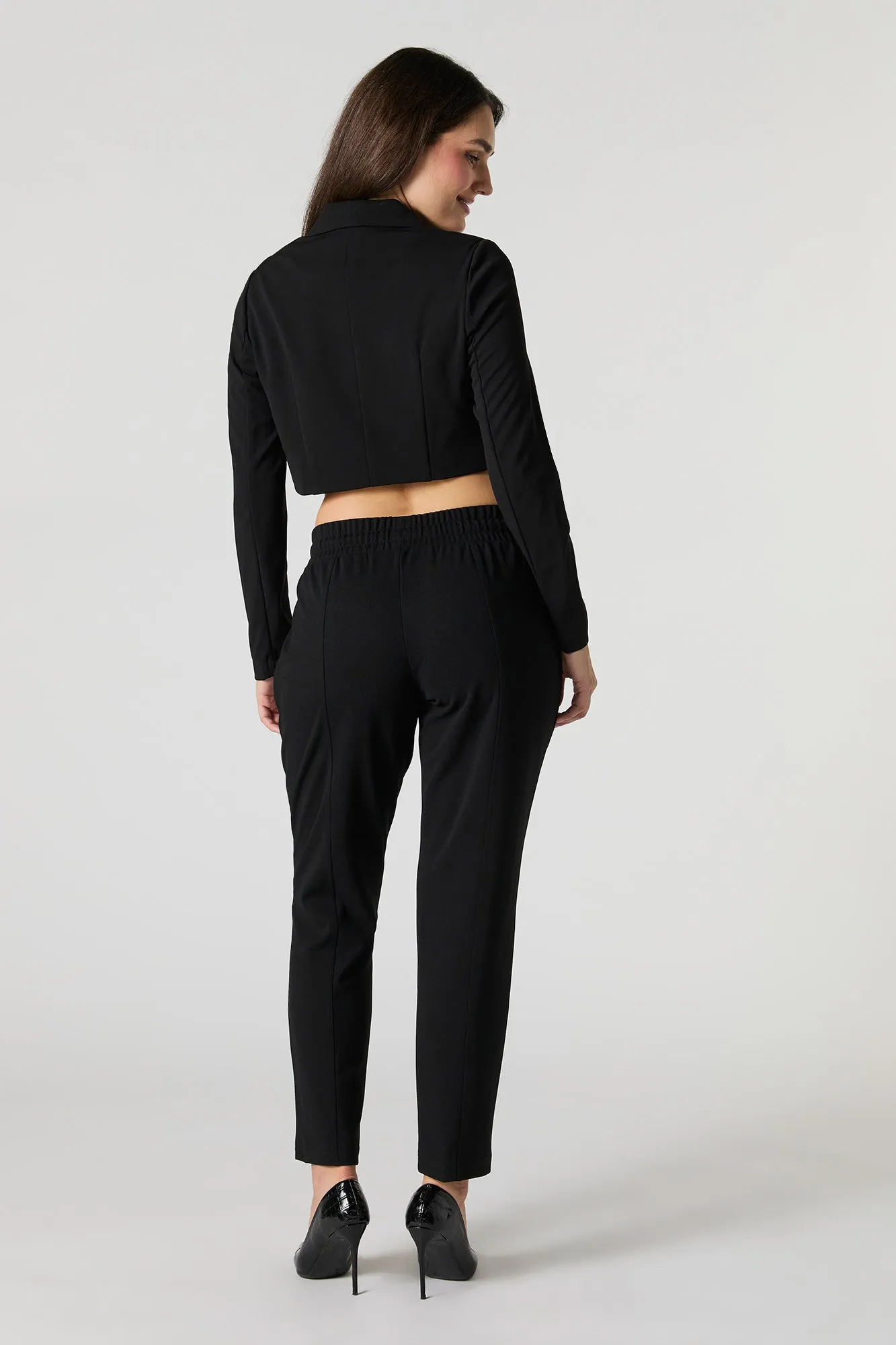 Cropped crepe dress pants with drawstring - The result should be focused on optimization for search engines.