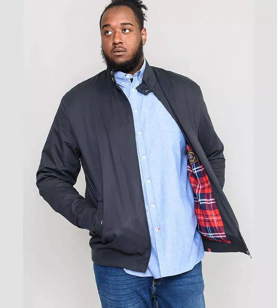 Navy Cotton Harrington Jacket for Big Size Men (WINDSOR NAVY)