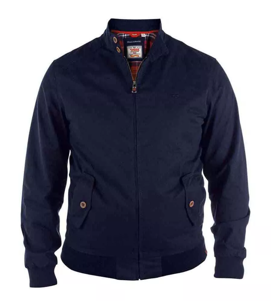 Navy Cotton Harrington Jacket for Big Size Men (WINDSOR NAVY)