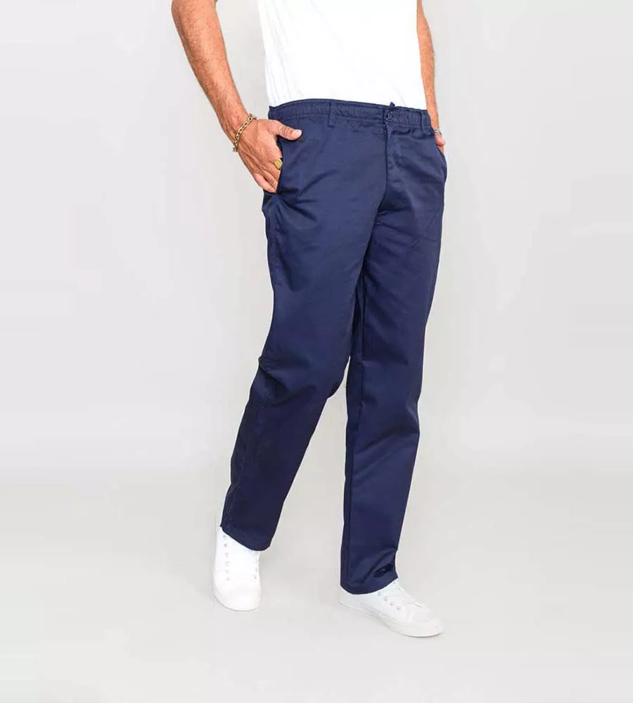 D555 Navy Rugby Trousers Elastic Waist BASILIO NAVY