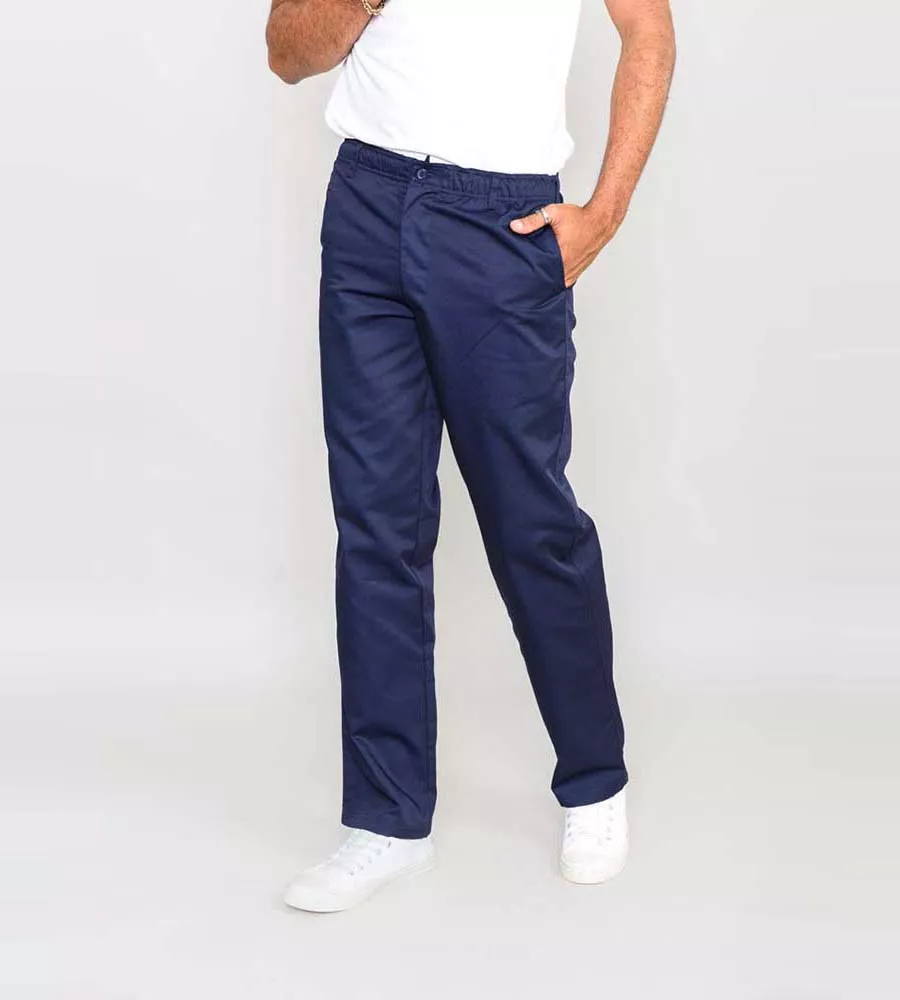 D555 Navy Rugby Trousers Elastic Waist BASILIO NAVY