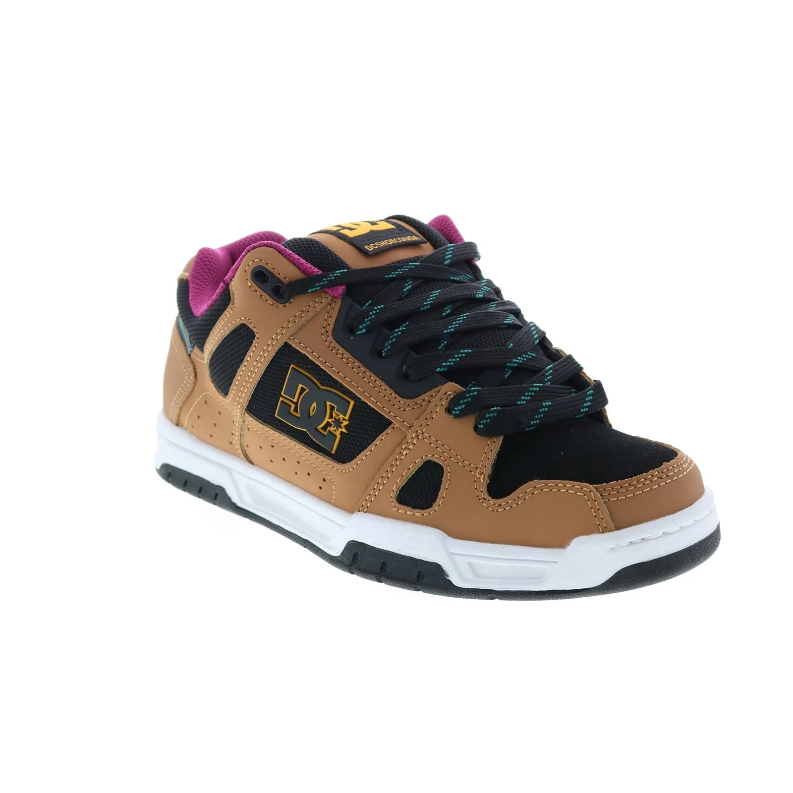 DC Stag 320188-XKCG Men's Brown Black Leather Skate Sneakers