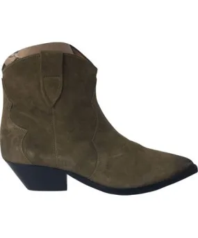 Dewina Cowboy Boots in Olive Suede by Isabel Marant