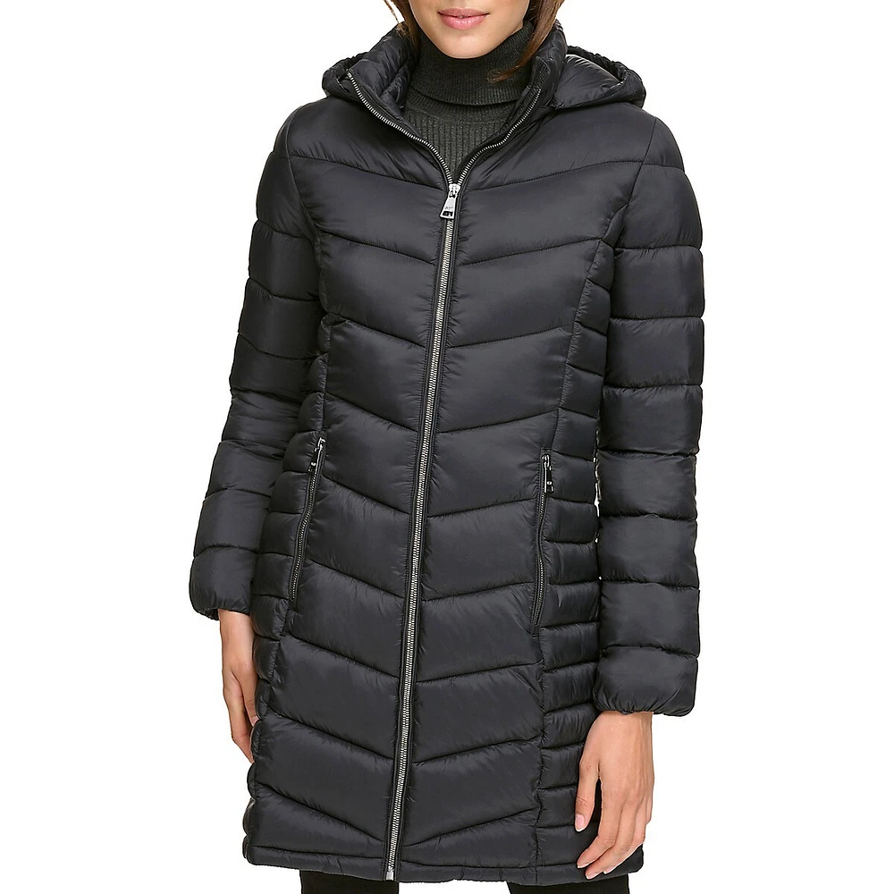 DKNY Packable Long Puffer Coat