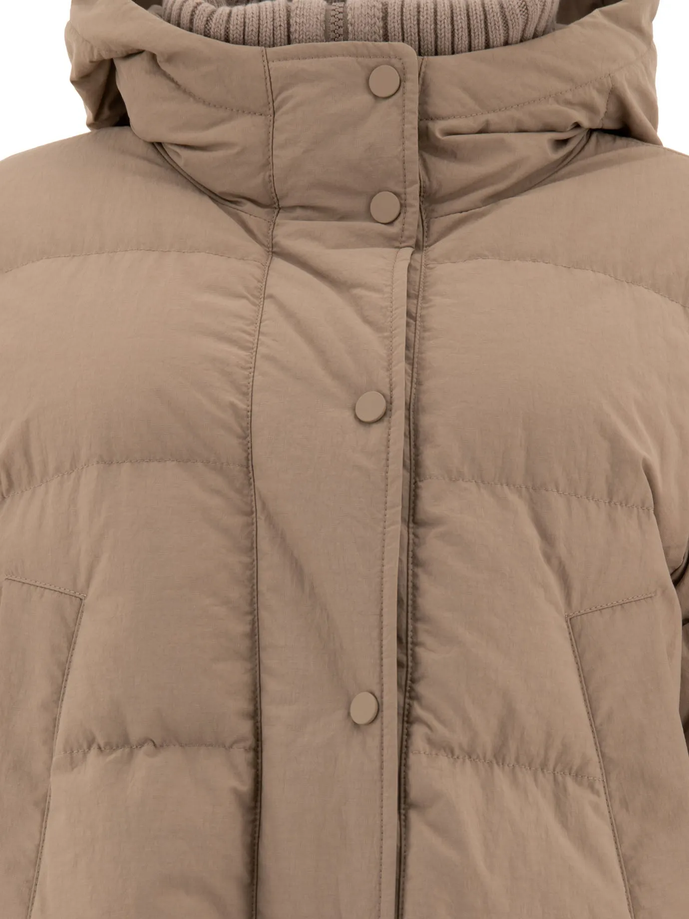 Beige Technical Cotton Down Jacket