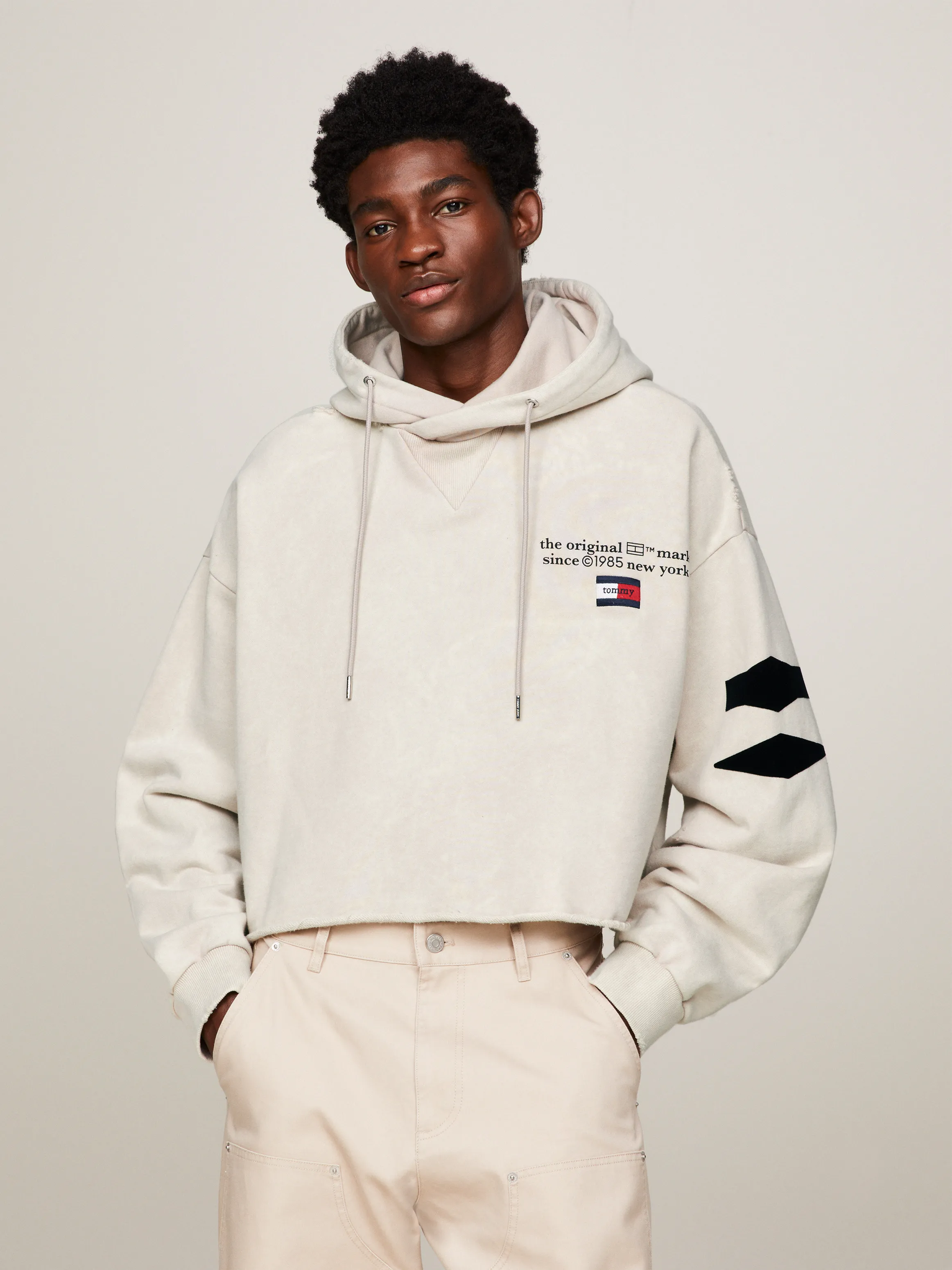 Tommy Jeans Cropped Hoodie with Dual Gender Back Graphic - Sweatshirts & Hoodies