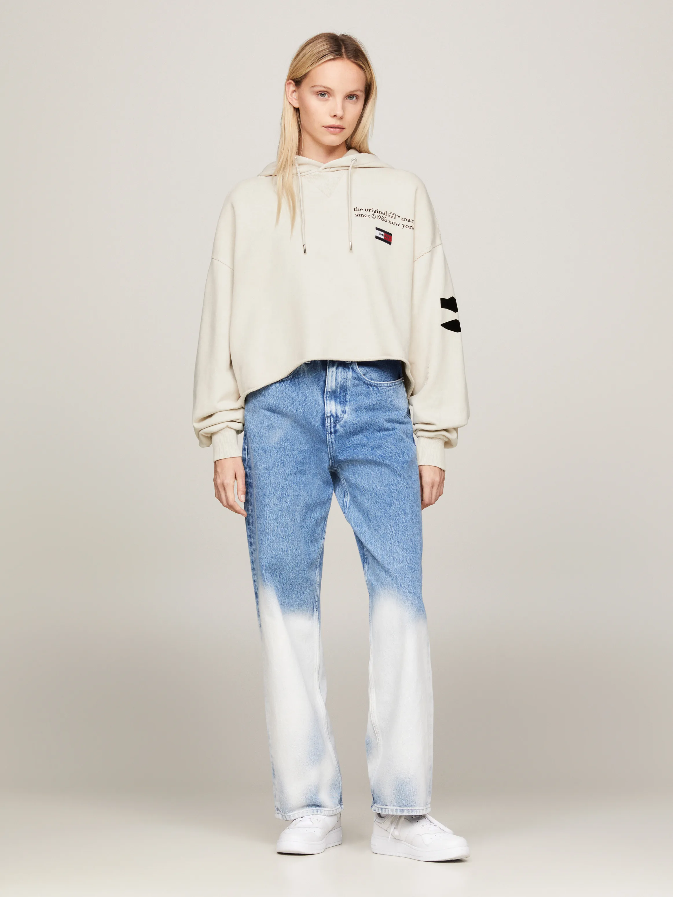 Tommy Jeans Cropped Hoodie with Dual Gender Back Graphic - Sweatshirts & Hoodies