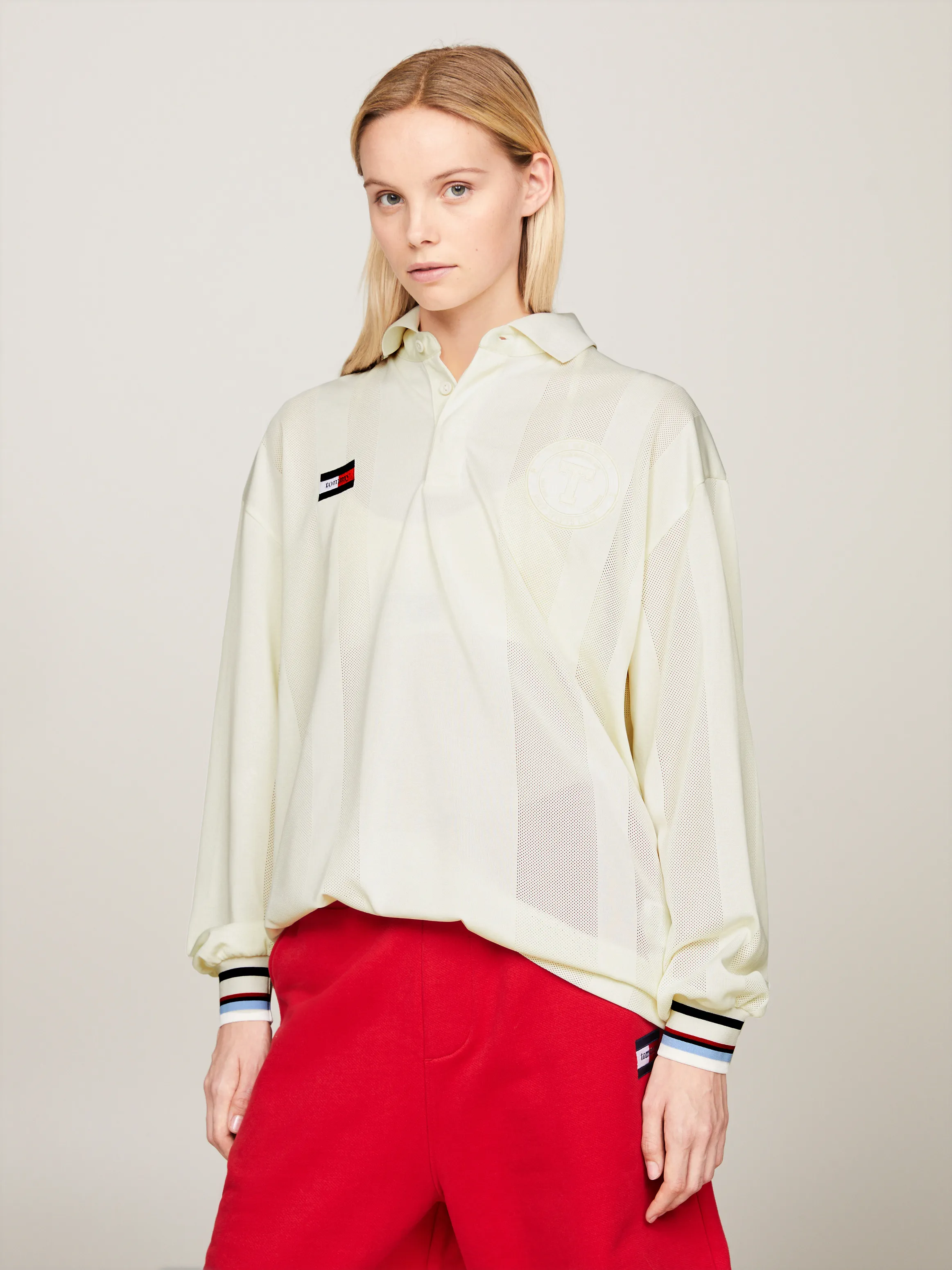 Dual Gender Varsity Rugby Shirt with Mesh Panel - Tommy Jeans