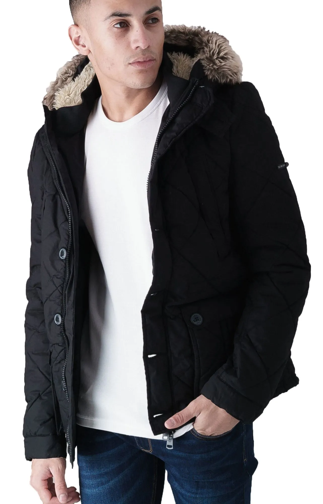 Black Bazza Padded Parka Jacket by Duck and Cover