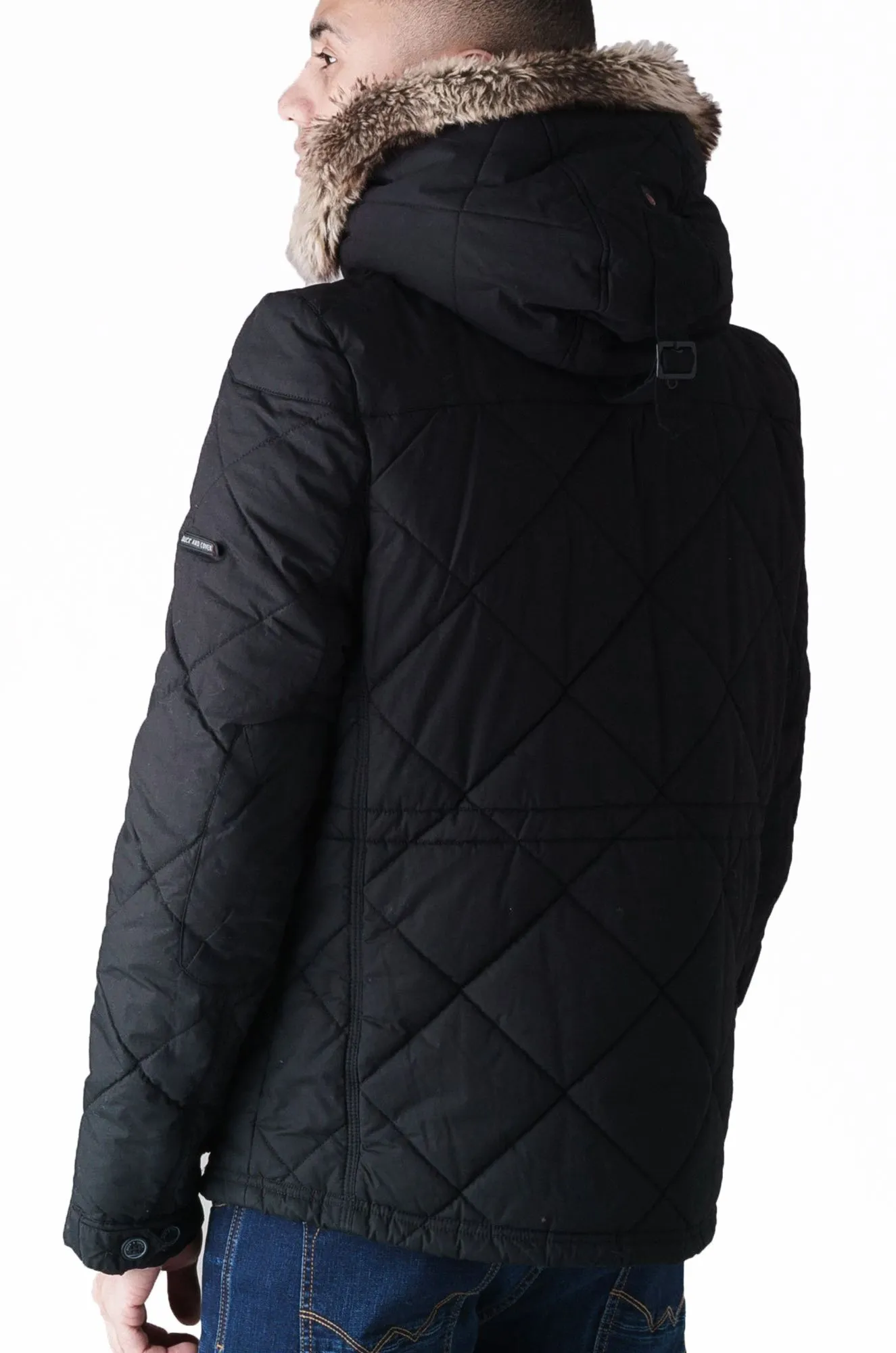 Black Bazza Padded Parka Jacket by Duck and Cover