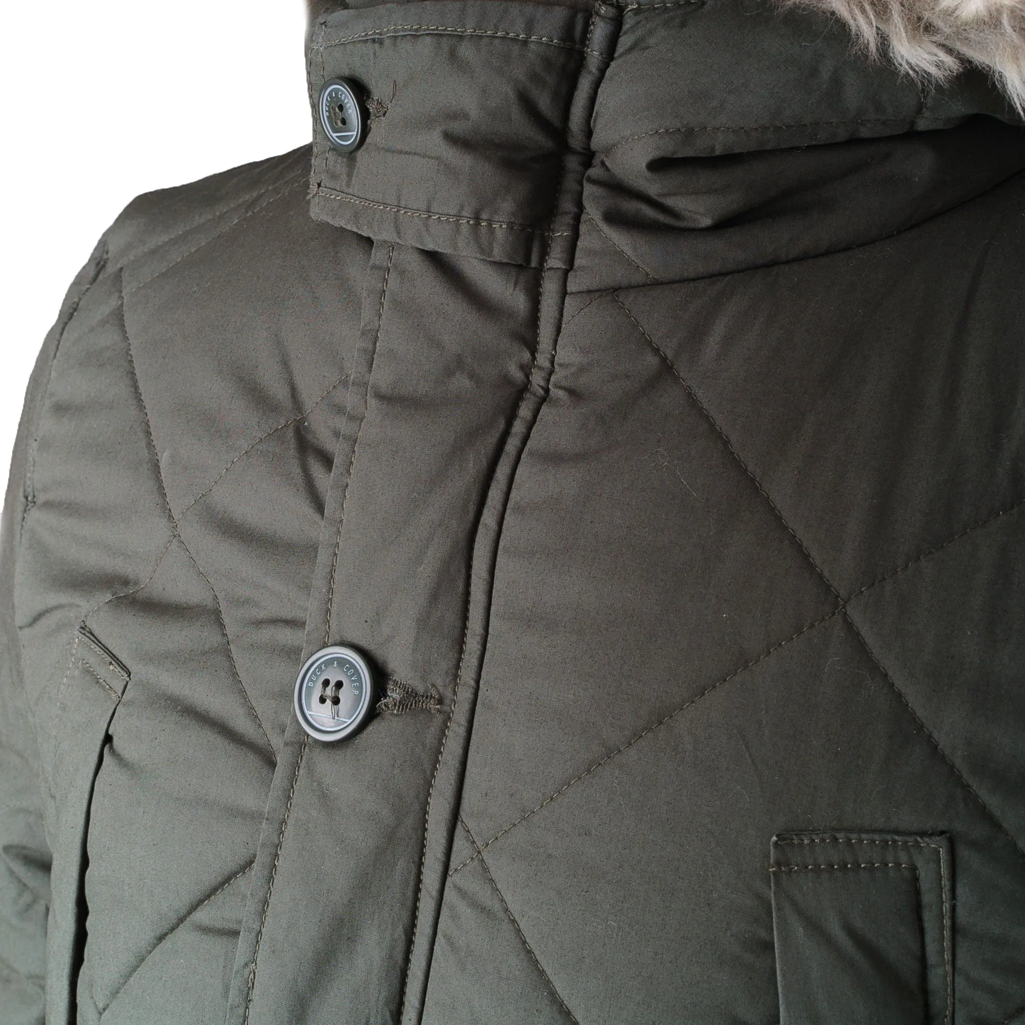 Duck Cover Bazza Padded Parka Jacket Khaki