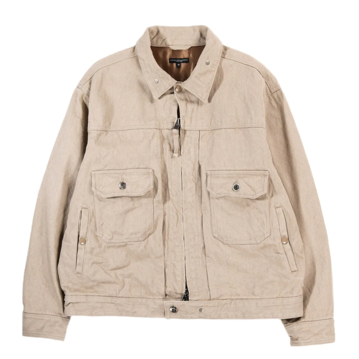 Engineered Garments Trucker Jacket Khaki Broken Denim 13oz - Shop Now.