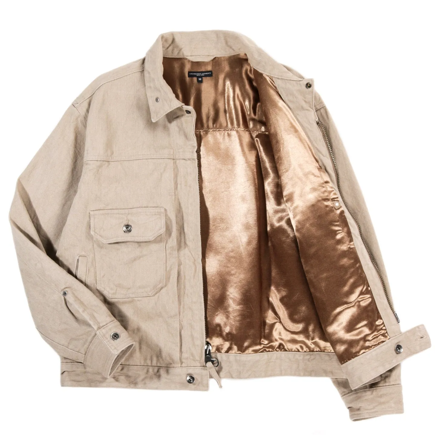 Engineered Garments Trucker Jacket Khaki Broken Denim 13oz - Shop Now.