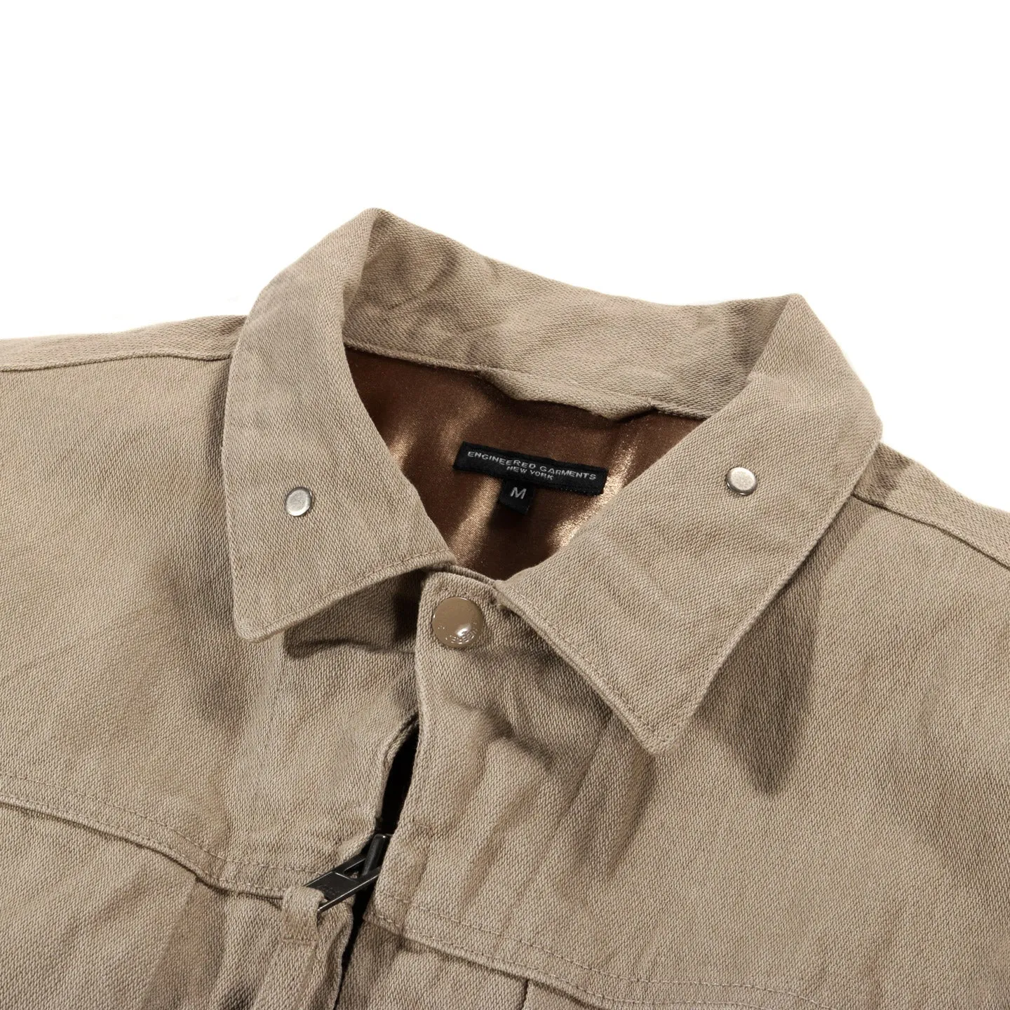 Engineered Garments Trucker Jacket Khaki Broken Denim 13oz - Shop Now.