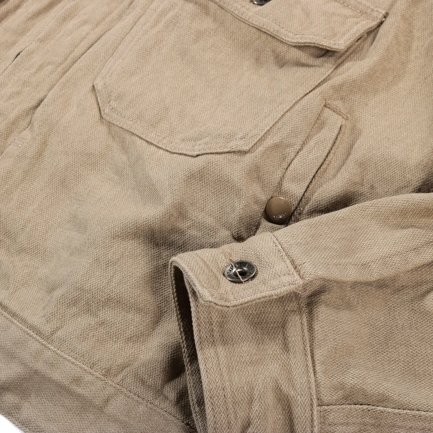 Engineered Garments Trucker Jacket Khaki Broken Denim 13oz - Shop Now.