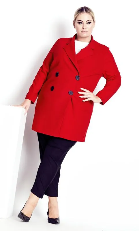 Crimson Red Evans Formal Midi Coat