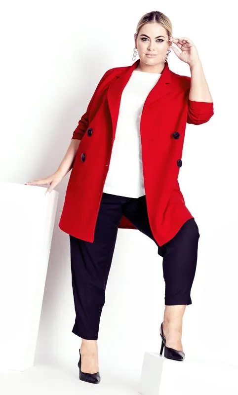 Crimson Red Evans Formal Midi Coat