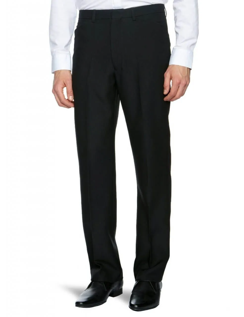 Farah Black Hopsack Weave Trousers