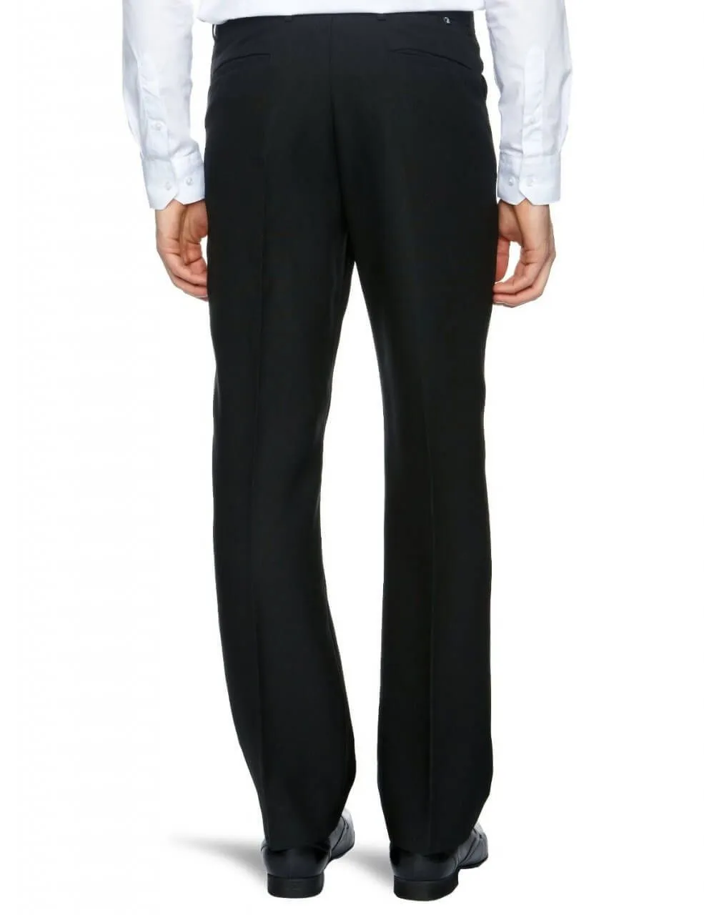 Farah Black Hopsack Weave Trousers