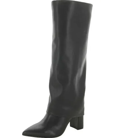 Faux Leather Knee-High Boots with Pointed Toe