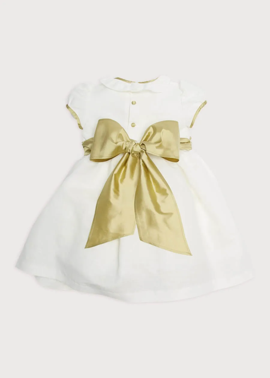 Ivory Flower Girl Dress with Green Silk Sash (12mths-10yrs)