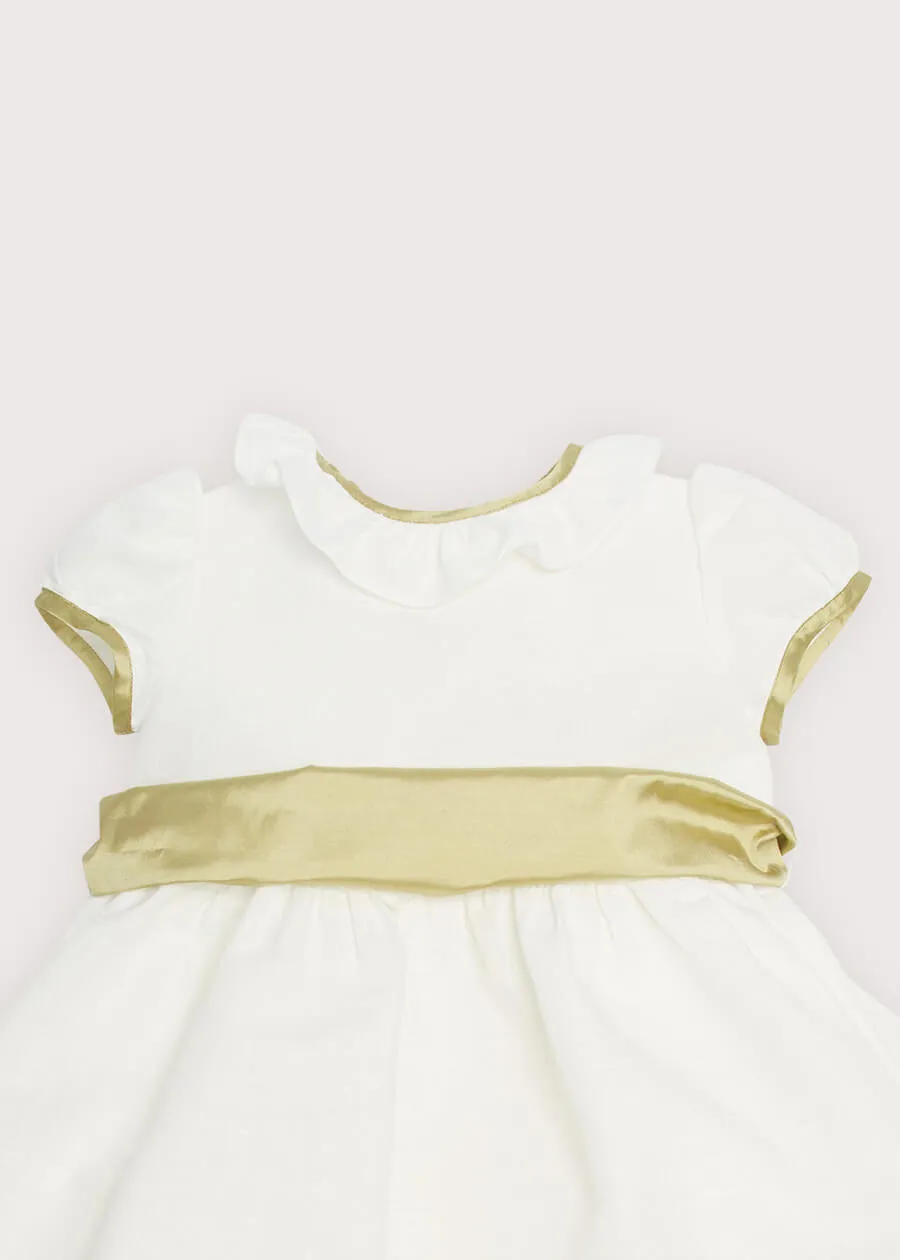 Ivory Flower Girl Dress with Green Silk Sash (12mths-10yrs)