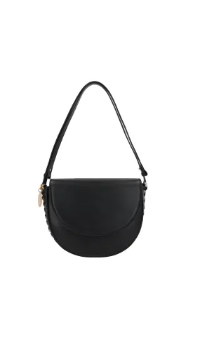 Frayme Black Flap Shoulder Bag - Medium.