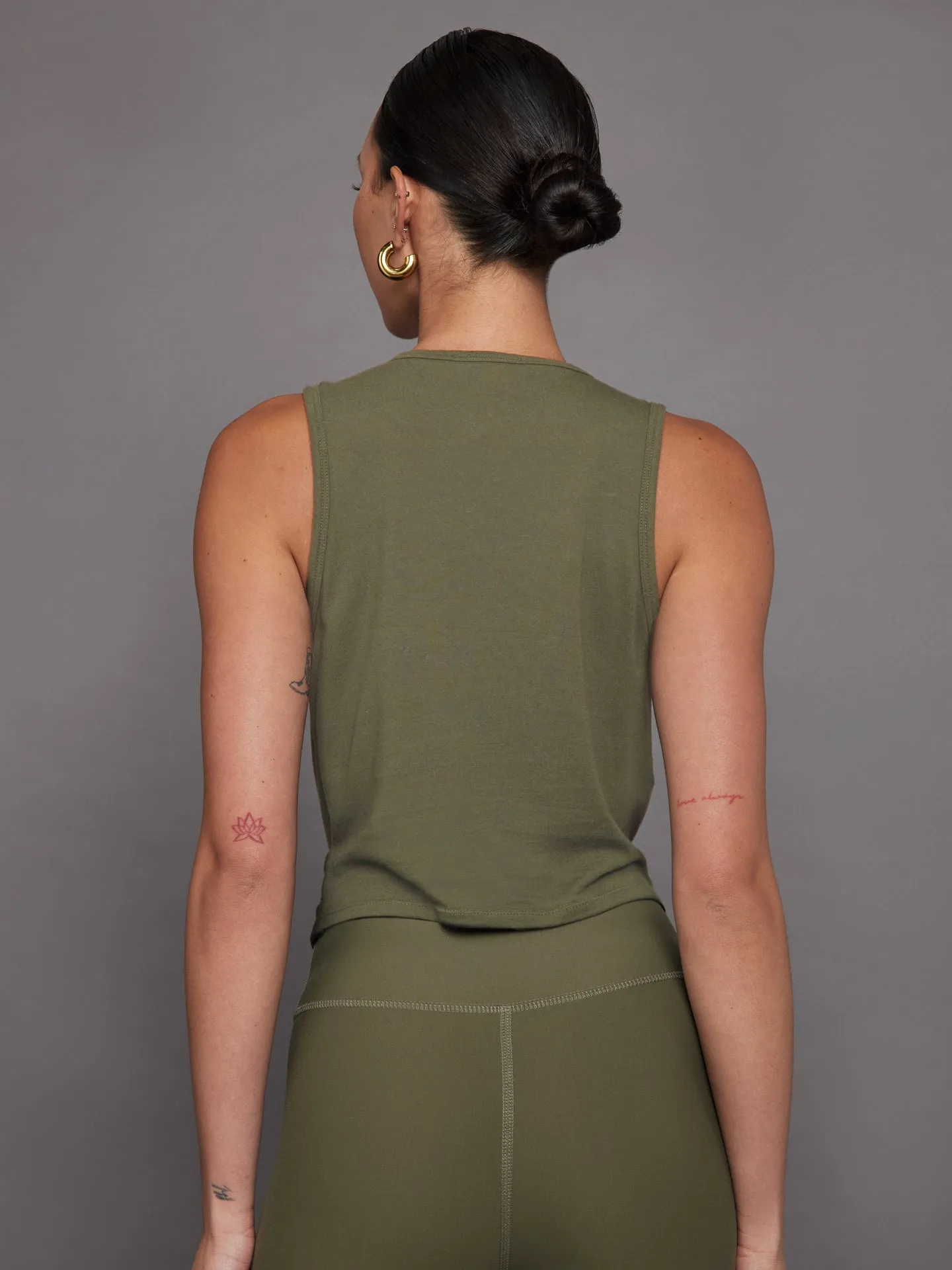 Olive Front Twist Tank