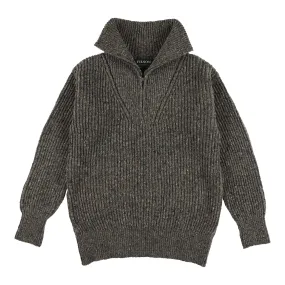 Funnel neck zip sweater for women