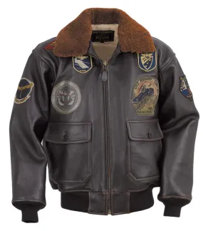 Gold Leather Bomber Jacket with G-1 Wings - G1TG