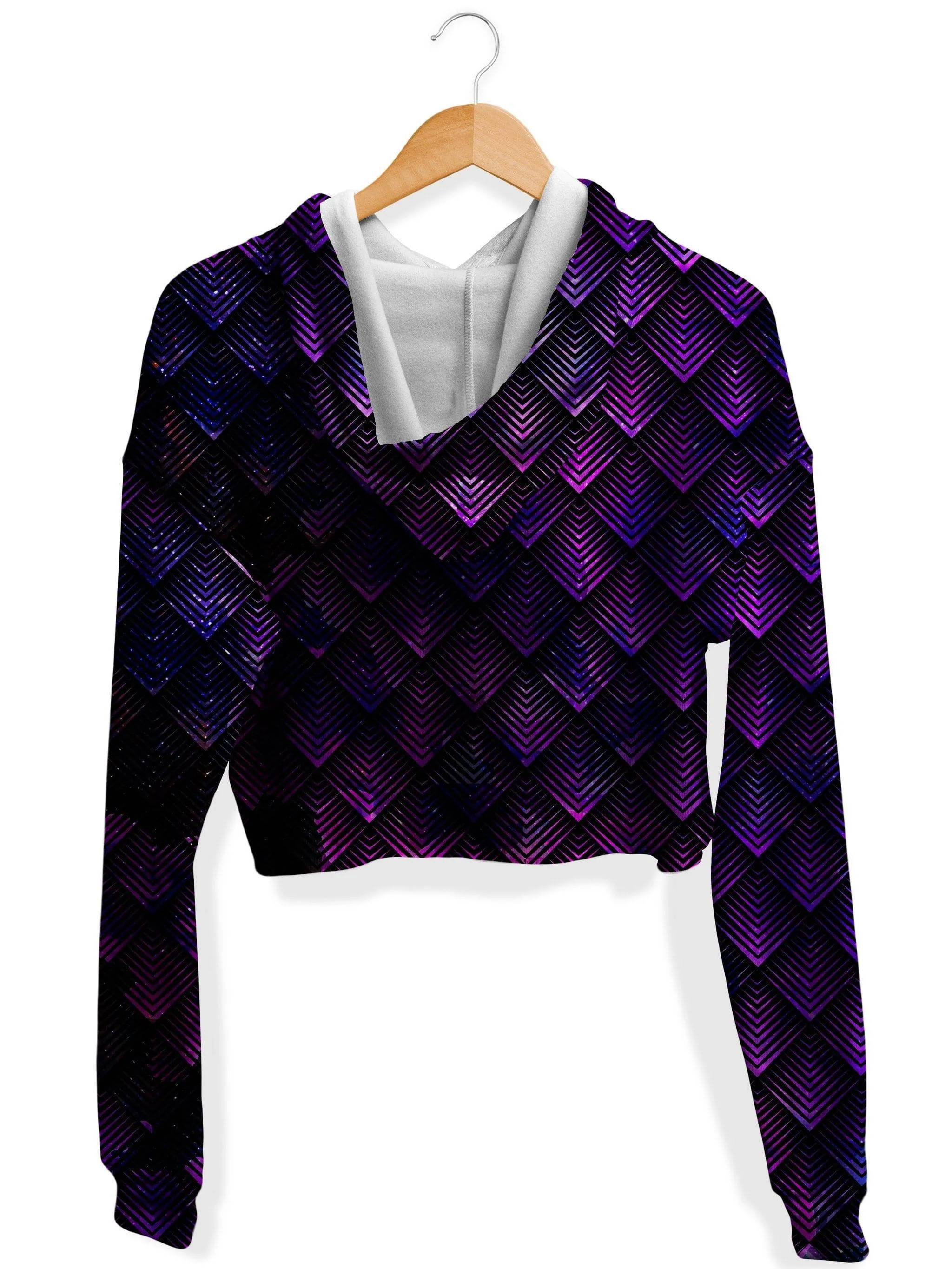 Galactic Purple Dragon Scale Crop Hoodie - Clearance