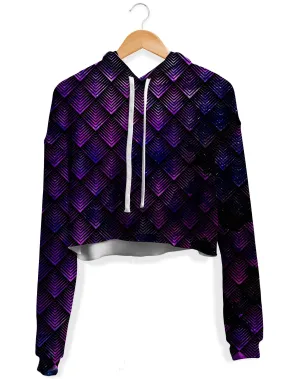 Galactic Purple Dragon Scale Crop Hoodie - Clearance