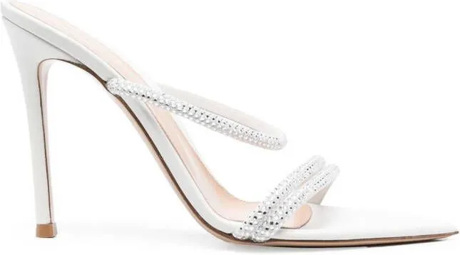 Gianvito Rossi Cannes 105mm Suede Sandals White