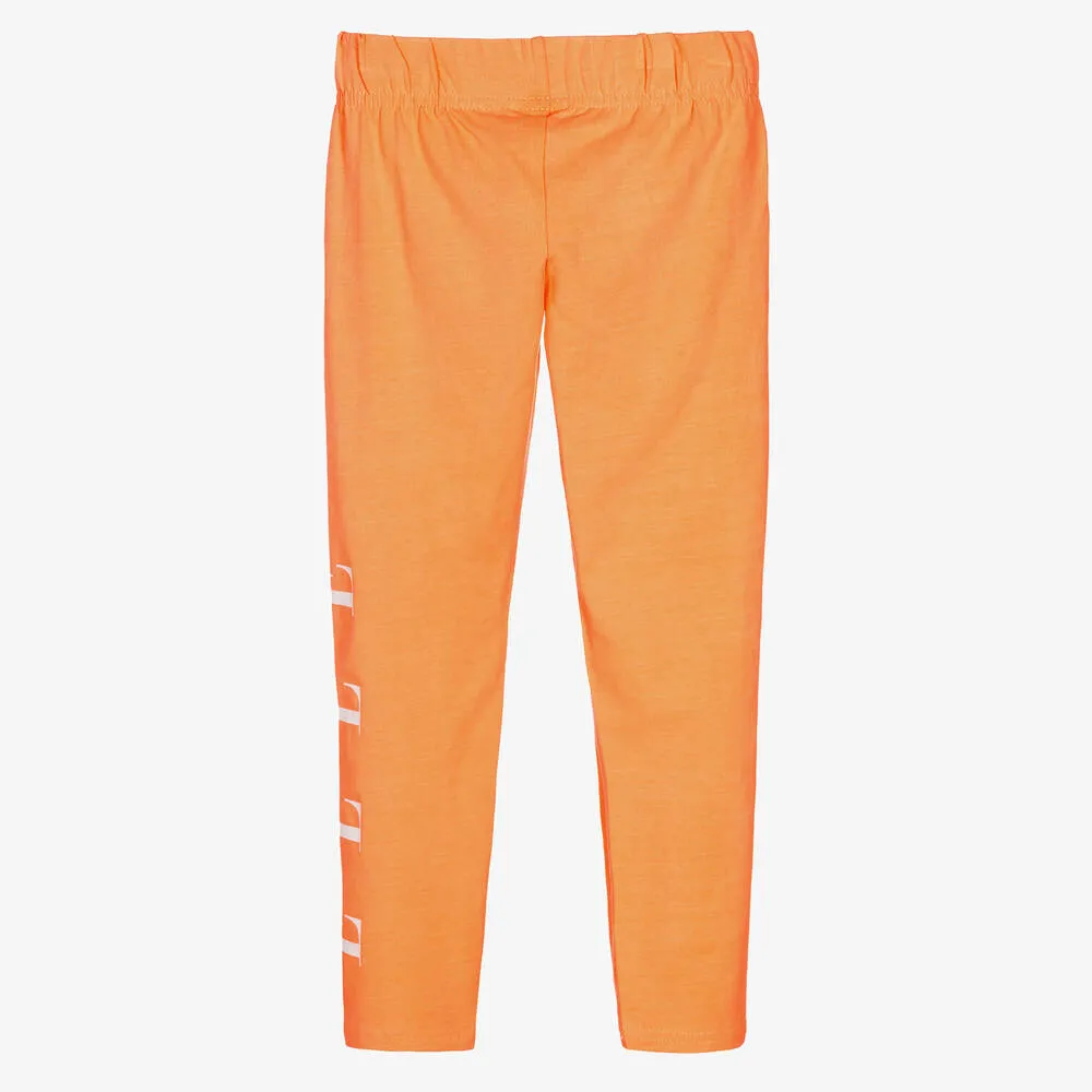 Orange cotton leggings for girls