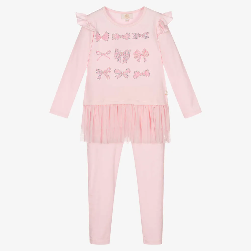 Girls' Pink Bows Leggings Set