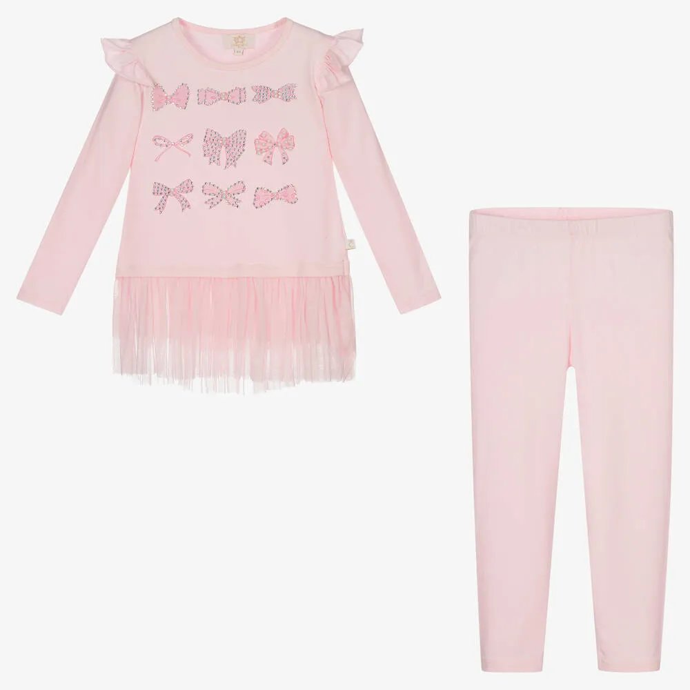 Girls' Pink Bows Leggings Set