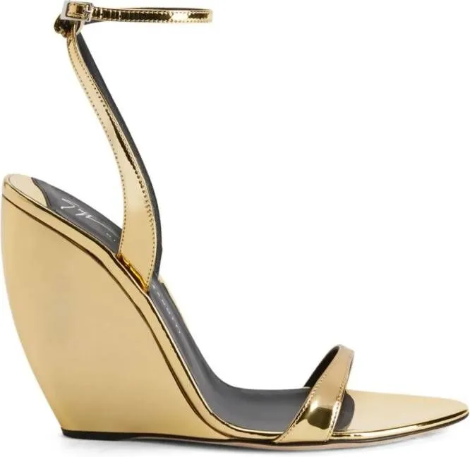 Giuseppe Zanotti Ginnyfer 105mm Wedge Sandals Gold