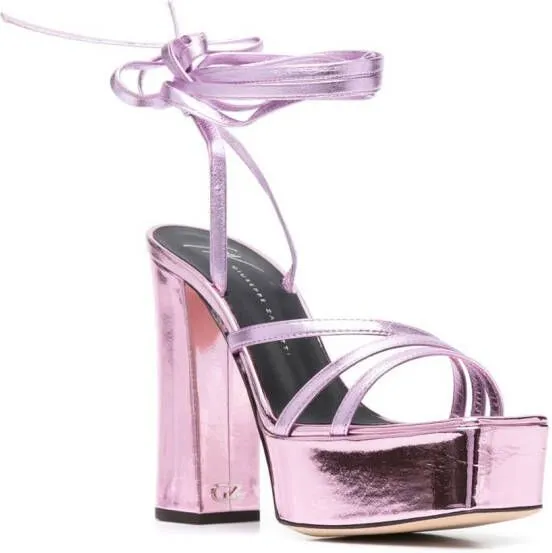 Giuseppe Zanotti Metallic 125mm Platform Sandals Pink