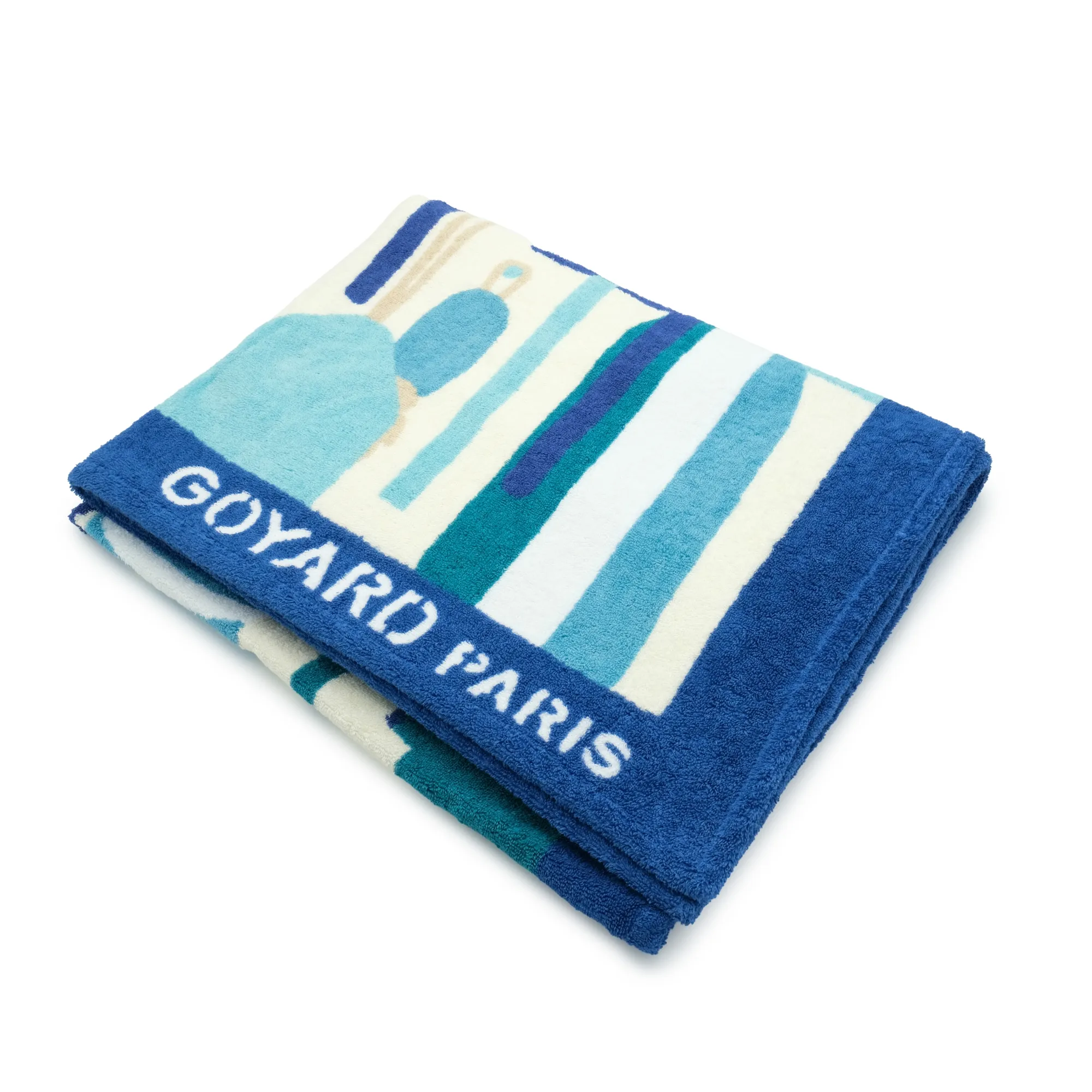 Goyard Turquoise Goyardine Canvas Chevroches Calfskin Saint Louis GM Bag Balise Beach Towel 2024