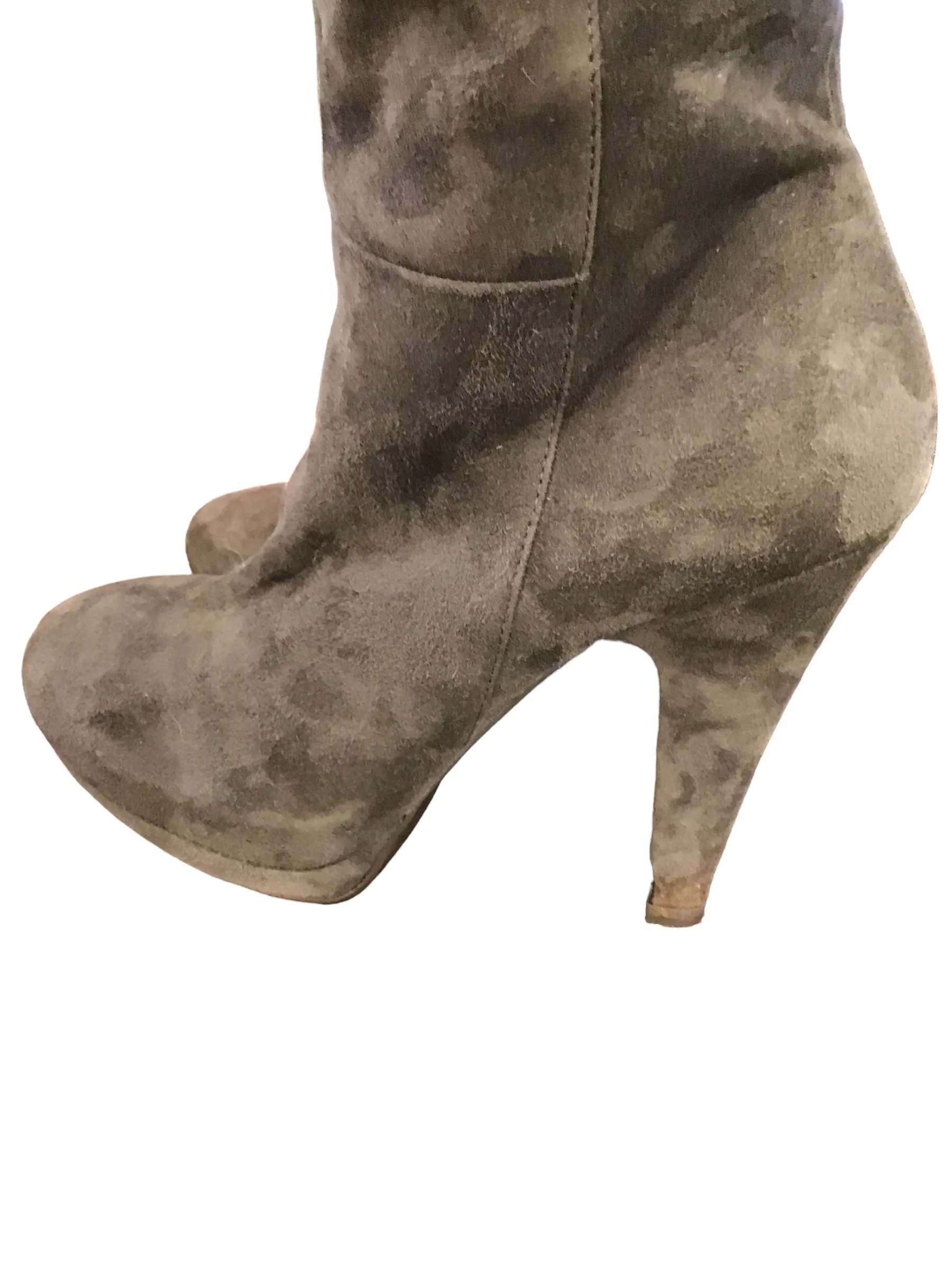 Grey suede heeled boots UK size 5 - Shop now