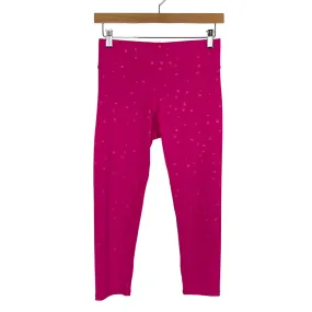 Hot Pink Star Print Crop Leggings Size S (Matching Sports Bra Available, Inseam 19.5)