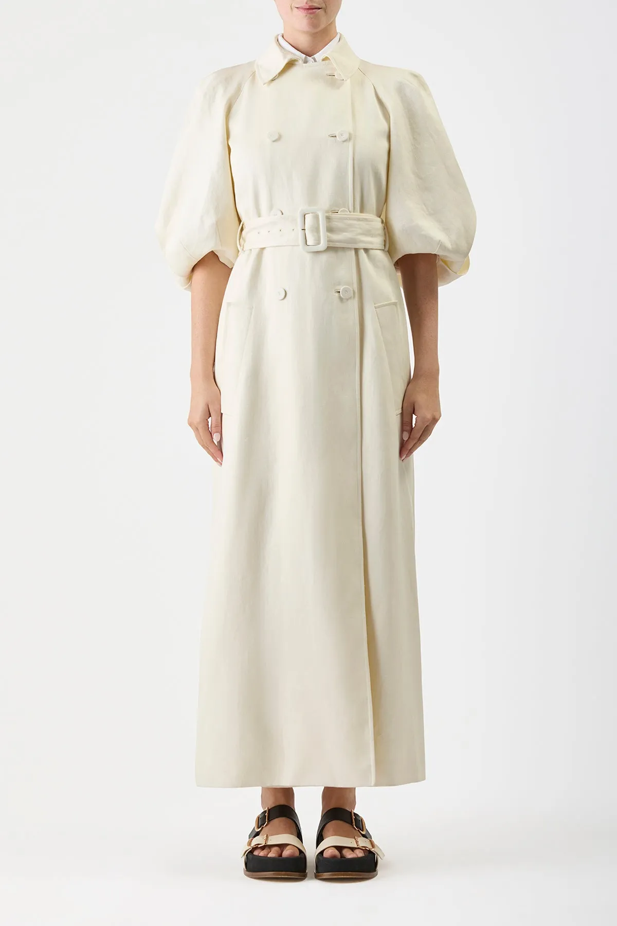 Iona Ivory Textured Trench Coat