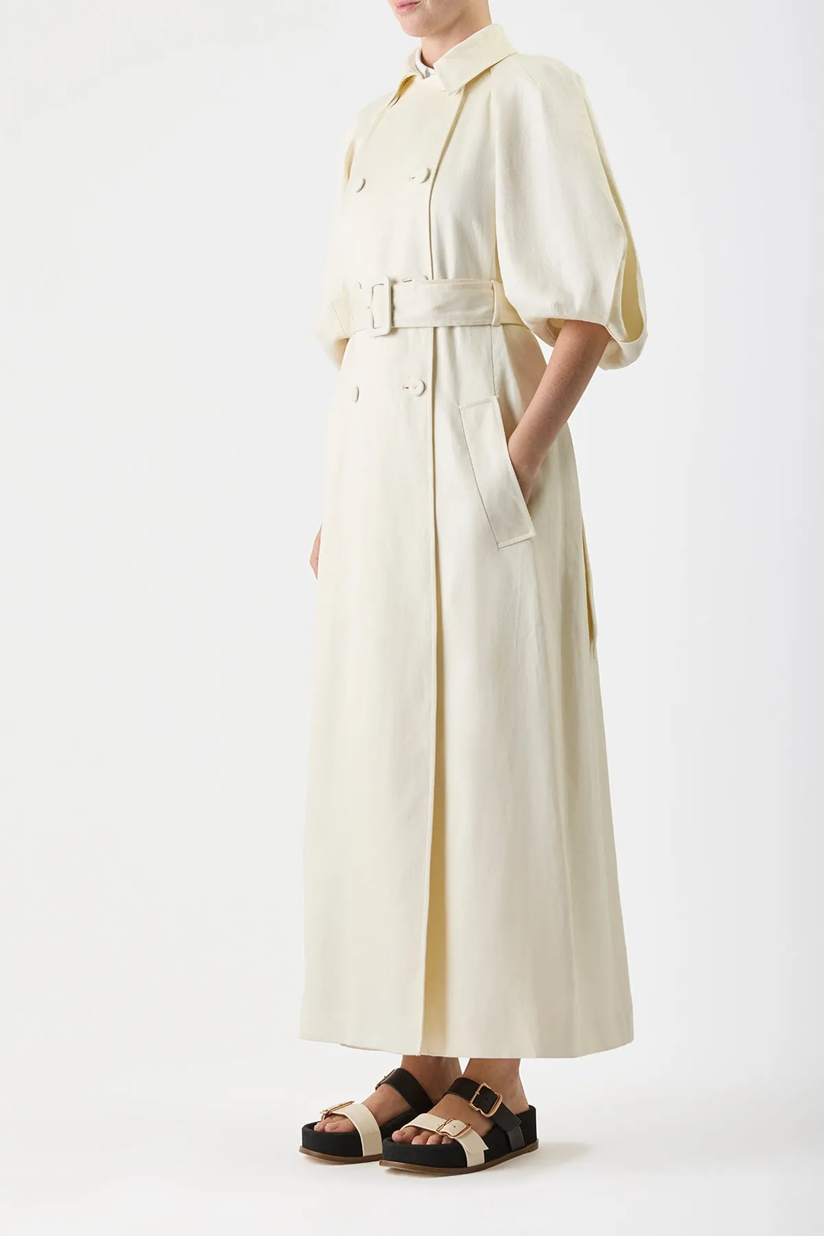 Iona Ivory Textured Trench Coat