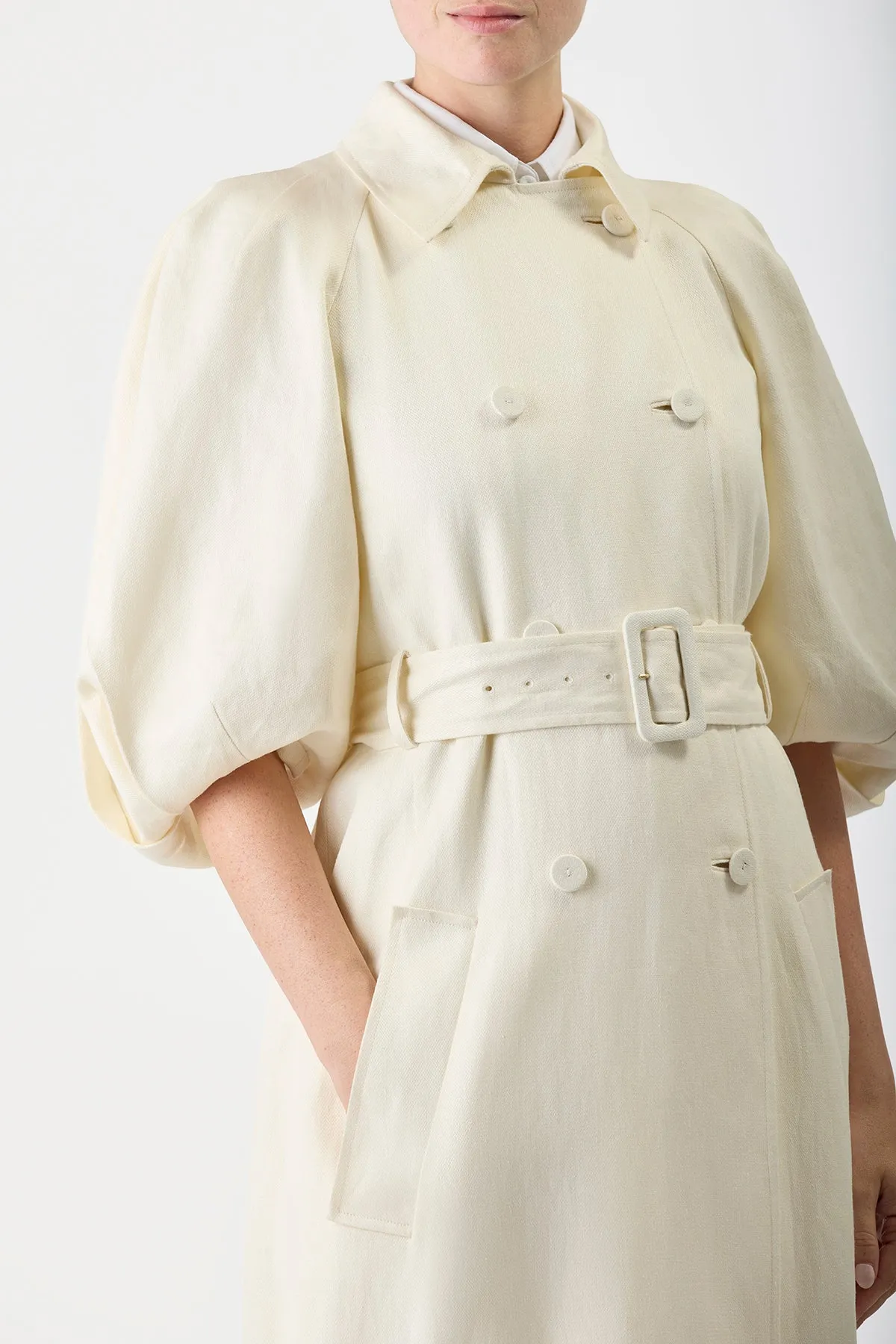 Iona Ivory Textured Trench Coat