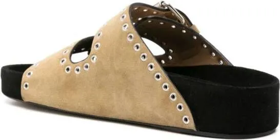 ISABEL MARANT Lennyo Eyelet-Embellished Sandals Neutrals